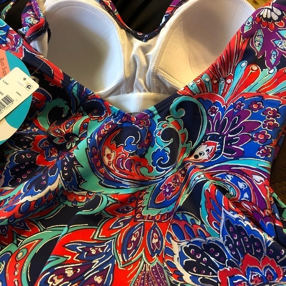 SWIM Solutions V Neck Tummy Control One-Piece - Picture 5 of 7
